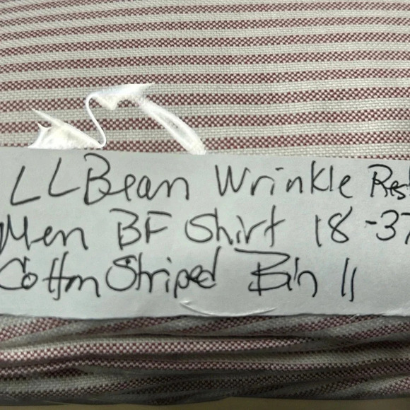 L.L. Bean Men's 18-37 Pin Stripe Long Sleeve Shirt Wrinkle Resistant Cotton - Picture 15 of 16